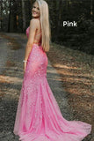 LTP1737,Mermaid Straps Long Lace Prom Dress with Lace-Up HZ0307