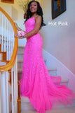 Mermaid Appliques Cross Back Long Prom HZ0307