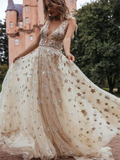 Sexy V-Neck Star A-Line Prom HZ0307