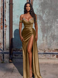 Off Shoulder Beaded Prom Dress - Long Satin Evening HZ0307