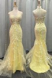 Sweetheart Yellow Lace Mermaid Long Prom HZ0307
