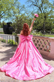 Beaded Pink Satin A-line Long Formal Dress with HZ0307