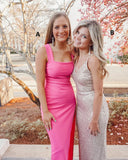 LTP0825,Pink Straps Prom Dresses,Sequin V neck Evening Dress Pretty Prom HZ0307