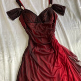 Black Red Gradient Color Chiffon Prom Dresses Long Evening Formal HZ0307
