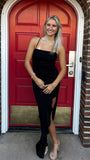 Black Split Evening Prom Dresses, HZ0307