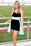 Black Strapless Bodycon Homecoming Dresses With Half Mint Green Cocktail Dress, HZ0307