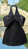 Black Tassel Sequins Homecoming Dresses Off The Shoulder Party Dress, HZ0307