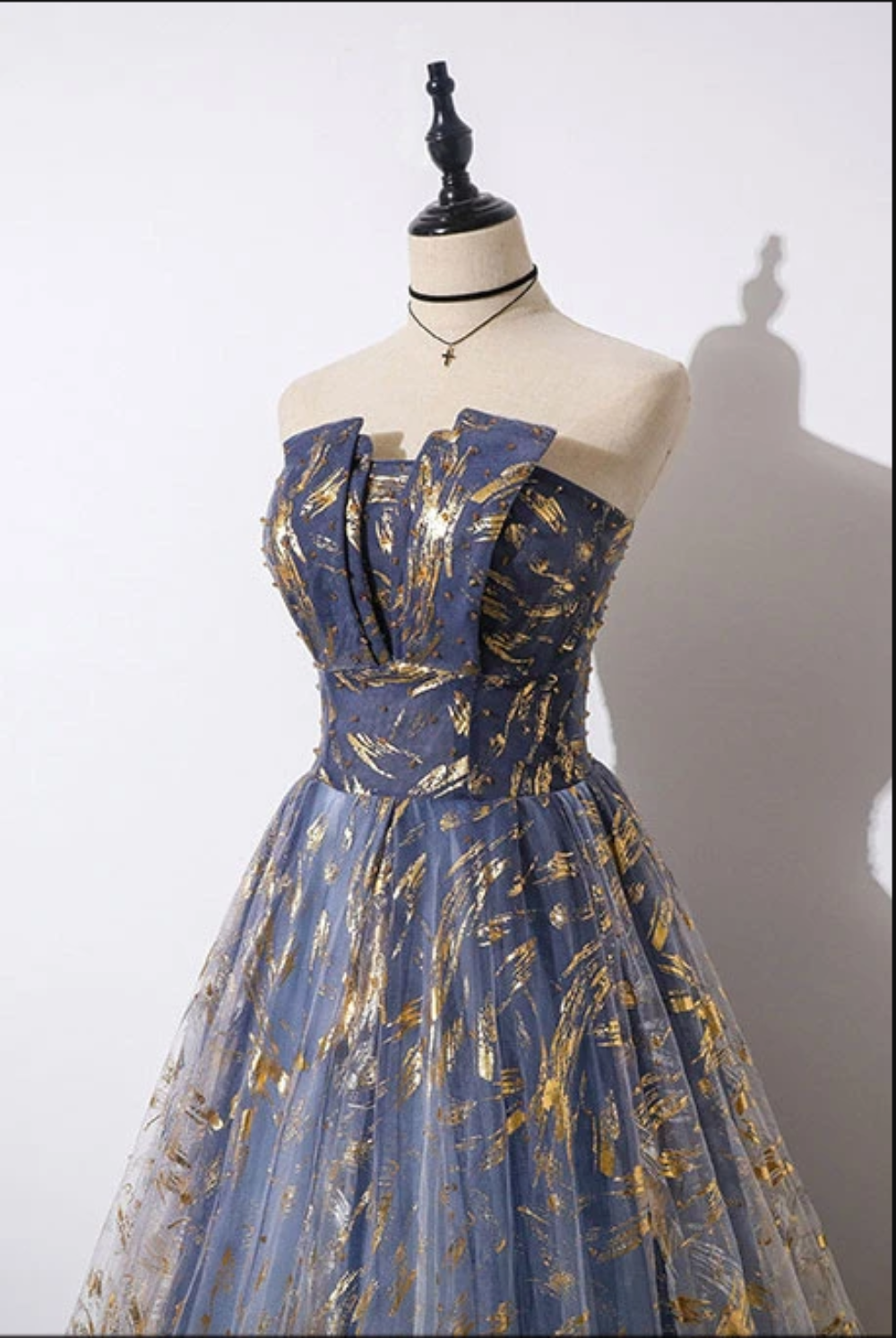 Blue Ombre Strapless Prom Dress - A-Line Tulle Evening HZ0307