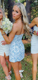 Bravo Floral Print Homecoming Dresses Strapless Mini Party Gown, HZ0307