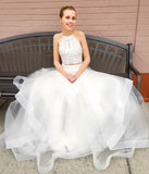 Charming Two Pieces Halter Prom Dresses Senior Graduation Dress Long Evening Party HZ0307