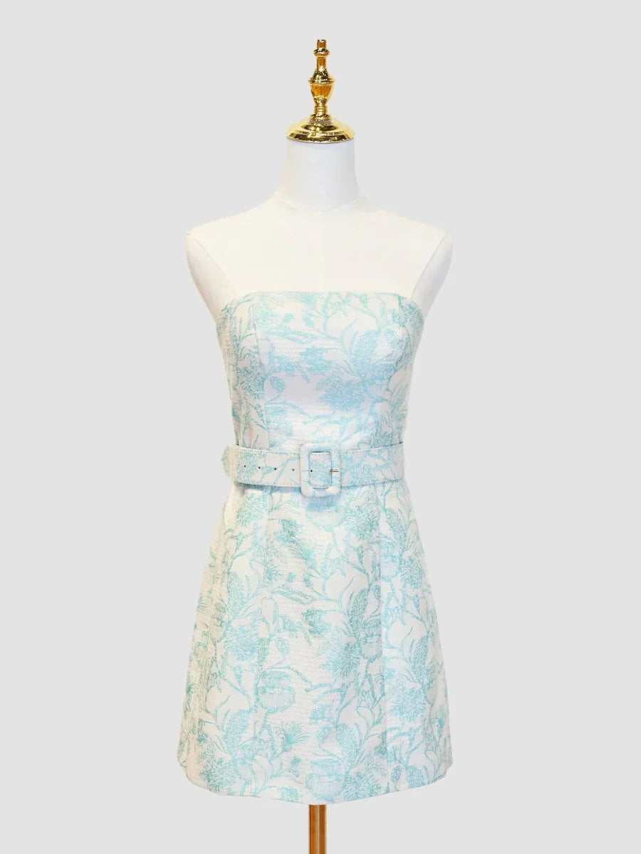 Strapless Floral Sheath Homecoming Dress Short Prom Party HZ0307