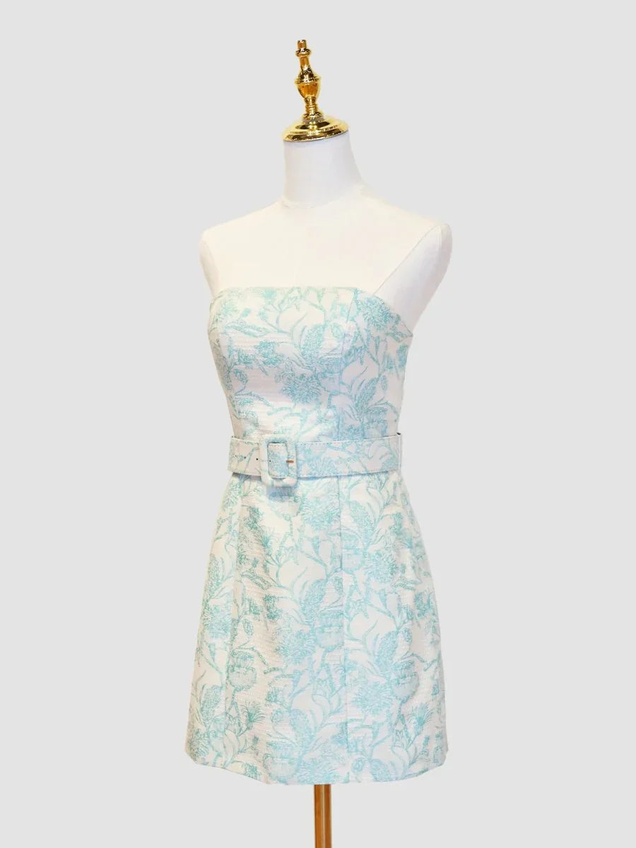Strapless Floral Sheath Homecoming Dress Short Prom Party HZ0307