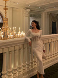 Classy Sheath Long Sleeves White Prom Dresses Birthday Outfits Evening Gown , HZ0307