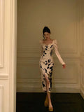 Classy Sheath Sweetheart Floral Satin Prom Dresses Birthday Outfits Evening Gown SD, HZ0307