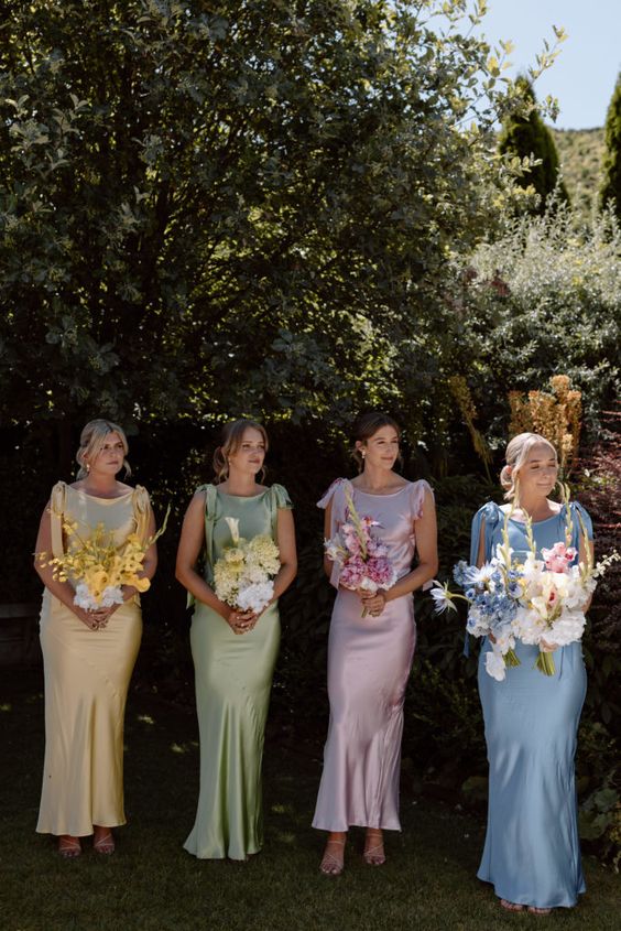 Colorful Silk Satin Bridesmaid Dress, HZ0307