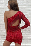 Cute Popular One Sleeves Homecoming Dresses Mini Party Gown, HZ0307