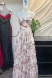 Spaghetti Strap Floral Ruffle Prom Dress with HZ0307