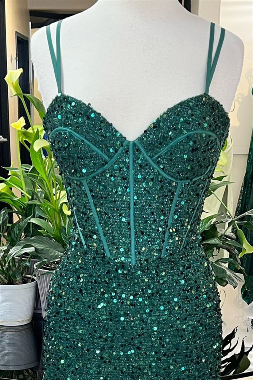 Dark Green Sequin Mermaid Corset Evening HZ0307