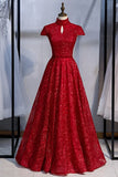 Elegant High Neck Grey Sequined Long Evening HZ0307
