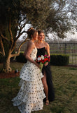 Free Shipping Available White Black Polka Dots Prom Dress - Sweetheart Ruffle Chiffon Sheath HZ0307