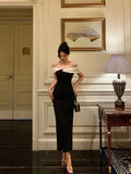 Gorgeous Mermaid Off The Shoulder Black Date Night Dress Prom Dresses Birthday Outfits, HZ0307