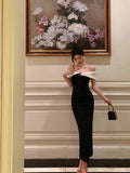 Gorgeous Mermaid Off The Shoulder Black Date Night Dress Prom Dresses Birthday Outfits, HZ0307