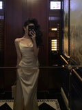 Gorgeous Mermaid Spaghetti Straps Champagne Slit Date Night Dress Prom Dresses Birthday Outfits , HZ0307