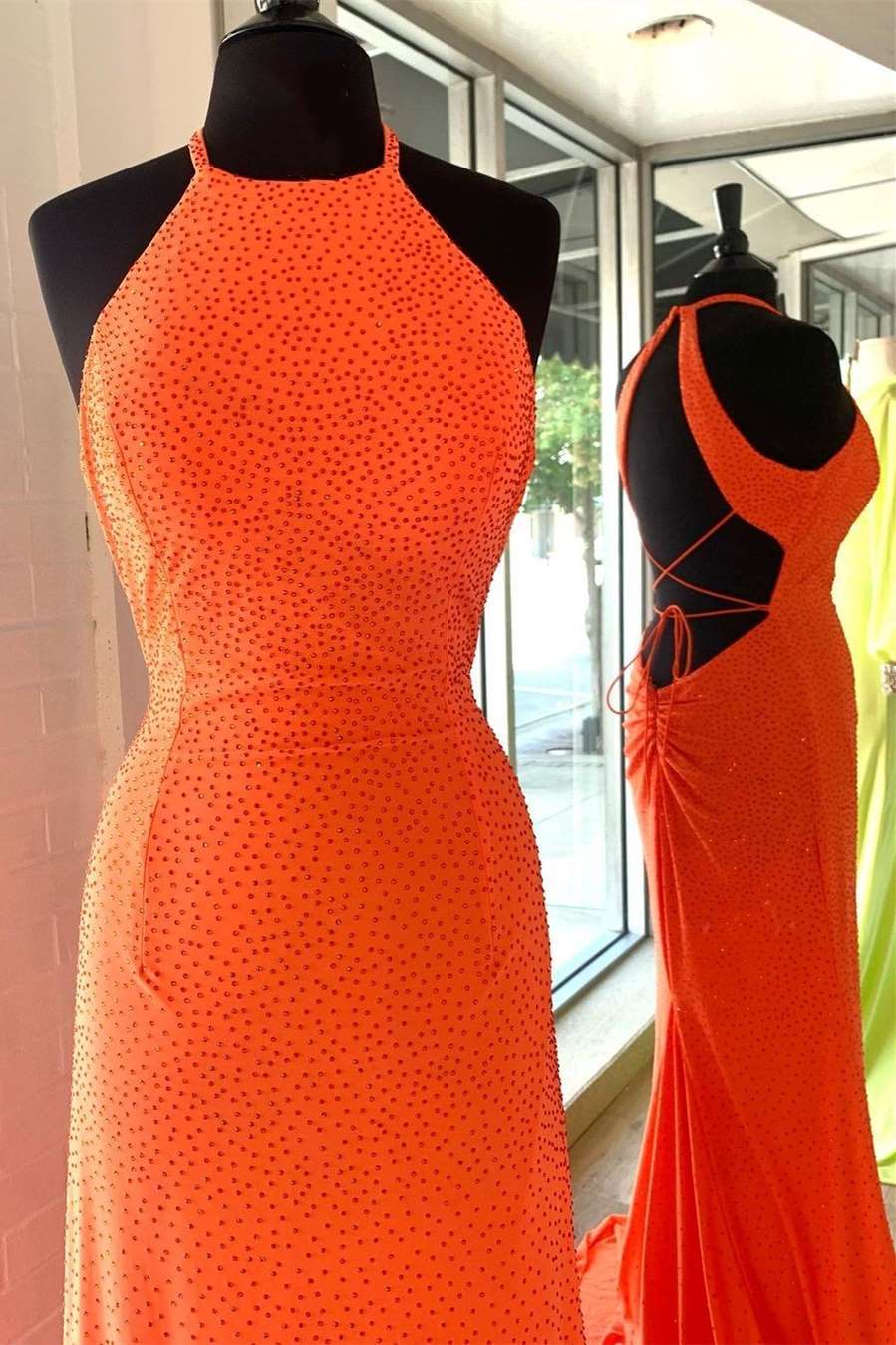 Gorgeous Beaded Orange Mermaid Long Formal HZ0307
