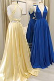 Halter A-line Yellow Long Prom HZ0307