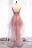High Low Blue Lace Appliques Party HZ0307