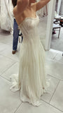 Ivory Strapless Pleated Long Prom Dresses Sleeveless Wedding HZ0307