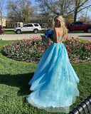 Lavender Lace Appliques A-line Long Prom HZ0307