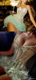 Luxury Beaded Homecoming Dresses Feather Bodycon Party HZ0307
