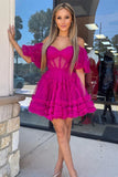 Off The Shoulder A-Line Tulle Homecoming Dresses, HZ0307
