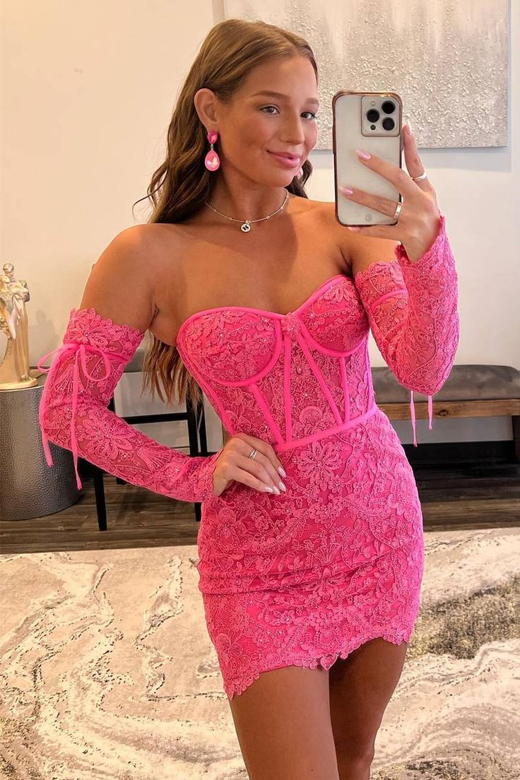 Off The Shoulder Homecoming Dresses Lace Bodycon Graduation Dress, HZ0307