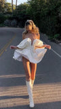 Off The Shoulder Ivory Silk Satin Homecoming Dresses, HZ0307
