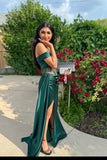 Off the Shoulder Sark Green Satin Mermaid Formal HZ0307