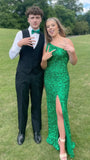 One Shoulder Mermaid Sequin Prom Dress With Side Slit, HZ0307