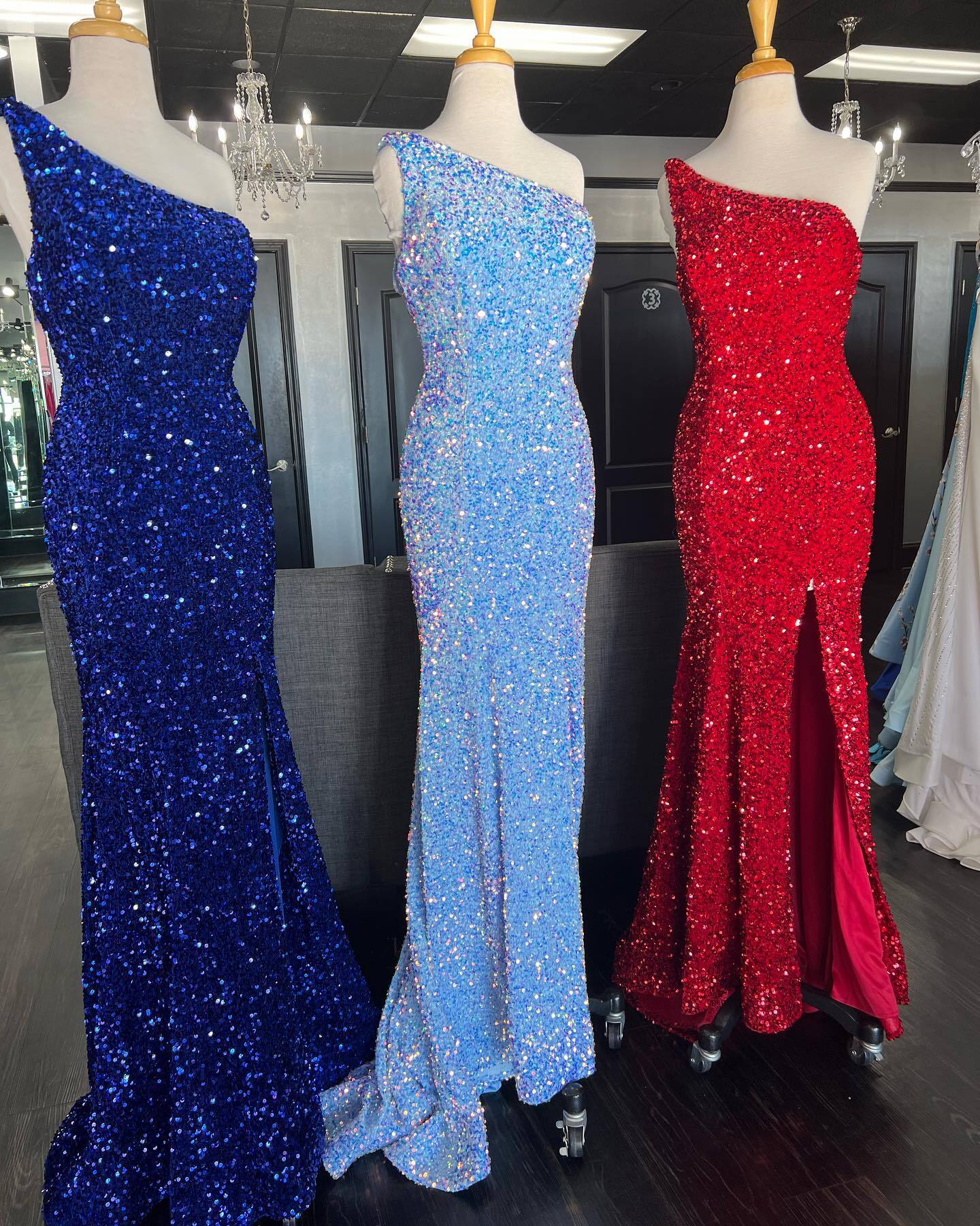 One Shoulder Purple Sequin Mermaid Long Formal HZ0307