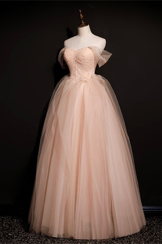 Peach Ball Gown with Off the Shoulder HZ0307