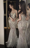 Pretty Mermaid Sequin Long Prom Dresses Sequin Party Dress, HZ0307