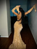 Pretty Sheath V Neckline Red Sequin Long Prom Dresses Formal Evening Dress , HZ0307
