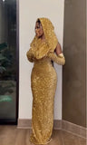 Pretty Sheath V Neckline Red Sequin Long Prom Dresses Formal Evening Dress , HZ0307