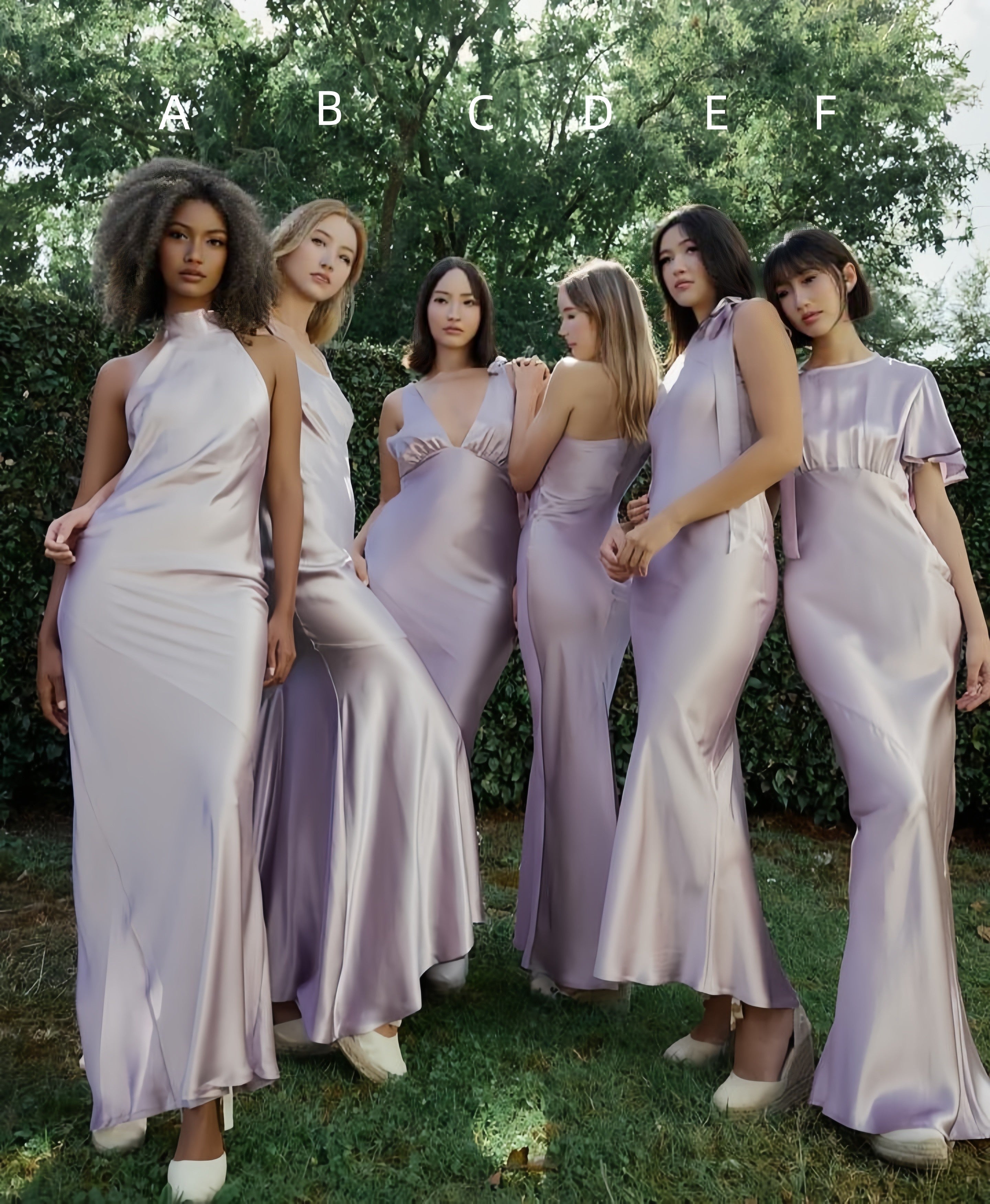 Pretty Lilac Satin Bridesmaid Dress, Sheath Bridal Party HZ0307