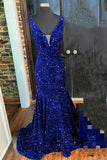Purple Sequin Mermaid V Neck Long Formal HZ0307