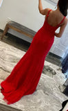Red Prom Dresses, Mermaid Prom Dress, Lace Evening Party HZ0307
