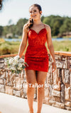 Red Lace Bodycon Homecoming Dresses Tight 2024 School Party Dress, HZ0307