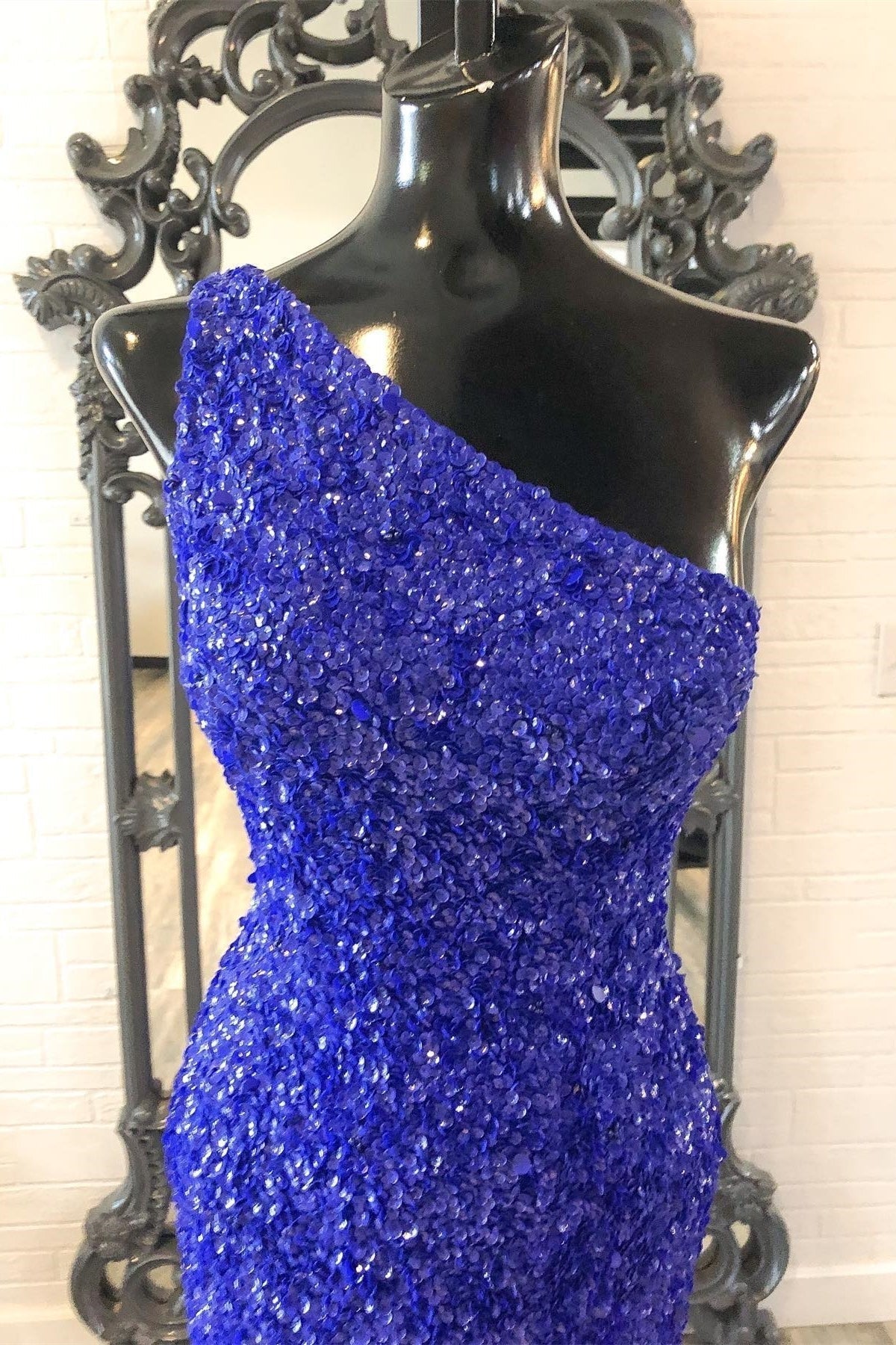 Royal Blue Sequin One Shoulder Mermaid Long Formal HZ0307