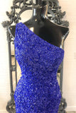 Royal Blue Sequin One Shoulder Mermaid Long Formal HZ0307