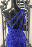 Royal Blue Sequin One Shoulder Mermaid Long Formal HZ0307